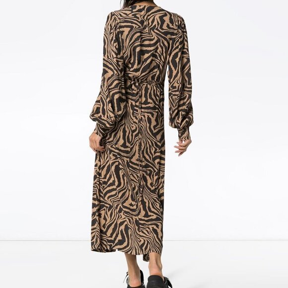GANNI Printed Midi Wrap Dress NWT Size 0/2 - Picture 10 of 10